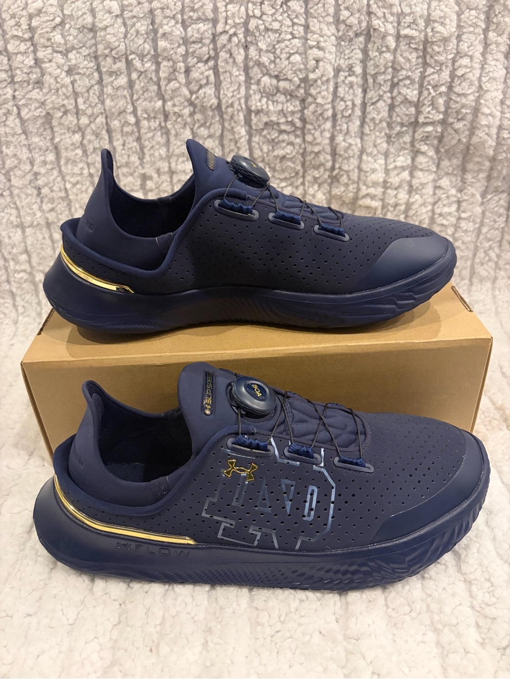 Under Armour Navy Athletic Sneakers with Gold Accents
